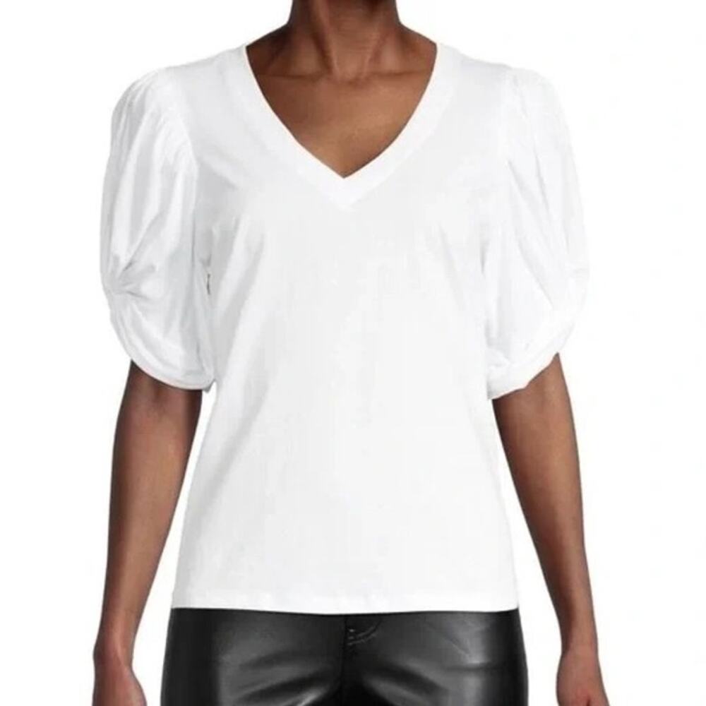 Avec Les Filles Puff Sleeve T-shirt Elevated French Designer Basics 100% Cotton